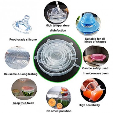 Dehnbare Silikondeckel-18 Stück Silikon Stretch Deckel BPA-frei Wiederverwendbar in Verschiedenen Größen Silikon-Frischhalte-Deckel für SchüSseln TöPfe GläSer Dosen Becher