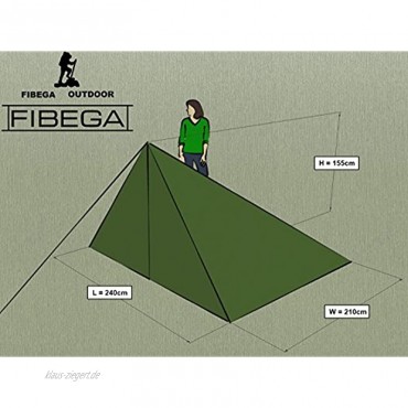 Fibega Ultraleicht Zelt aus Silnylon mit Zubehör für 1-2 Personen Olive