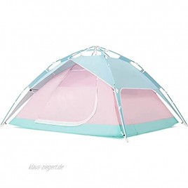 Ankon Kompakte Kuppelzelt Zelte Automatische Pop Up Camping Zelt 4 Person mit 2 Türen & 2mesh Fenster Wasserdicht Sofortiges Zelt für Familienwandern im Freienzelt Color : Pink