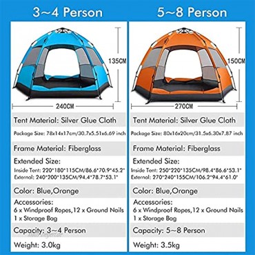 Ankon Zelte zum Campingwasserdichte Zelte für Camping Kuppelzelt für Camping Camping Zelt Doppelschichtzelte Familie Outdoor Camping Beach Zelt Color : Blue Size : 240x200x135cm