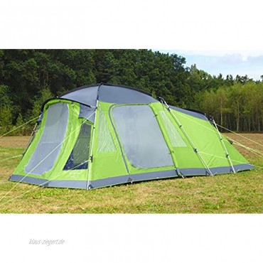 BERGER Familienzelt Otario 5 Deluxe Gruppenzelt Tunnelzelt WS5000mm Zelt Camping Kuppelzelt grün