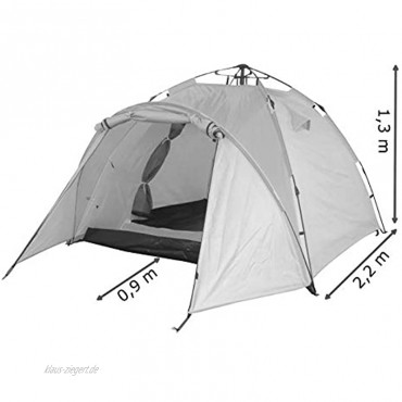 Camping Zelt Grau + Blau Outdoor Zelt mit Schirmsystem Polyester blitzschneller Aufbau bis zu 3 Personen Kuppelzelt Duhome 5074