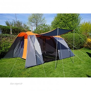 Campingzelt HWC-A99 6-Mann Zelt Kuppelzelt Festival-Zelt 6 Personen orange grau