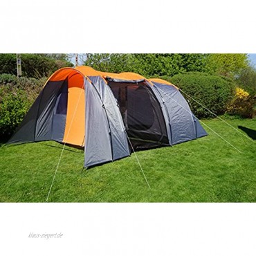 Campingzelt HWC-A99 6-Mann Zelt Kuppelzelt Festival-Zelt 6 Personen orange grau