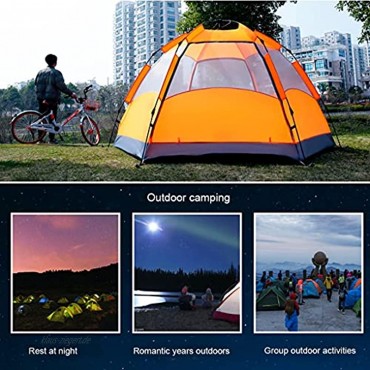FGJKKRMI 6-seitige Outdoor-Camping-Zelt 3-4 Personen Familie Kuppelzelt Regen und Sonnenschutz Geeignet for den Außenbereich Rucksack Tragbare Wanderausrüstung Orange