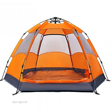 FGJKKRMI 6-seitige Outdoor-Camping-Zelt 3-4 Personen Familie Kuppelzelt Regen und Sonnenschutz Geeignet for den Außenbereich Rucksack Tragbare Wanderausrüstung Orange