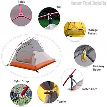 GEERTOP Campingzelt Ultraleichte 2 Personen Doppelten Zelt 3-4 Saison Camping Zelt für Trekking Outdoor Festival mit kleinem Packmaß