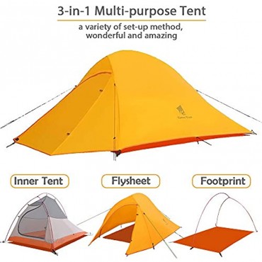 GEERTOP Campingzelt Ultraleichte 2 Personen Doppelten Zelt 3-4 Saison Camping Zelt für Trekking Outdoor Festival mit kleinem Packmaß