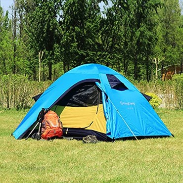 KingCamp 3 Personen 2-Jahreszeiten Quick Up 2-in-1 Strapazierfähiges geräumiges Outdoor Camping Zelt Zwei Türen Markisen mit Tragetasche für Camping Strand Garten