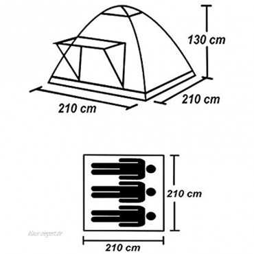 MECOREX Kuppelzelte 2 3 Personen Zelt tragbar Strandzelt 3 Personen Outdoor Sport Camping 210+90 x 210 x 130 cm Blau