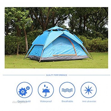 Outdoor Leichtes Camping Zelt 3~4 Personen Kuppelzelt Camping Atmungsaktiv Einfache Einrichtungs für Outdoor Wandern Doppelschicht,Blau