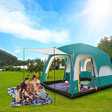 GYN Zelt mit Zwei Schlafzimmern und Einem Wohnzimmer Freizeit Camping Doppeldecker Übergroßes 5-12 Personen Verdicktes Regendichtes Zelt für Camping Outdoor-Trekking-Festival