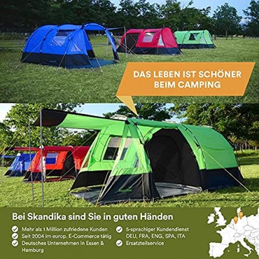 skandika Kambo Tunnelzelt für 4 Personen | Zelt mit Schlafkabine für 4 Mann Wasserdicht mit 3000 Wassersäule 3 Eingänge Sonnendach Vorzelt | Campingzelt