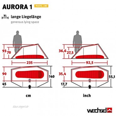 Wechsel Tents Aurora 1 Tunnelzelt Travel Line 1-Personen-Zelt 5.000mm Wassersäule