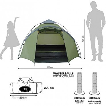 Lumaland Outdoor Where Tomorrow Pop Up Familienzelt Wurfzelt 2-3 Personen Zelt Wasserdicht Camping Reise Trekking Festival 220 x 220 x 130 cm