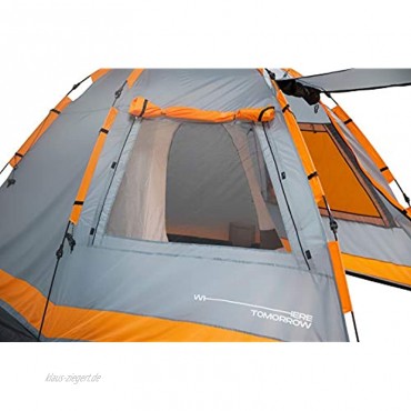 Lumaland Where Tomorrow Familienzelt 4-Personen Zelt mit Sonnendach 340x280x185 cm Pop Up Wurfzelt ideal für Camping Festival etc. wasserdicht robust Quick-Up-System