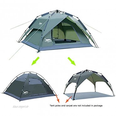 RTY Pop-Up Campingzelt Familienzelte Zelt 3 4 Personen Mann Wasserdicht Wurfzelt Camping Atmungsaktiv Einfache Einrichtung Für Draussen Wandern Pop Up Zelt,Grau,210x180x120cm