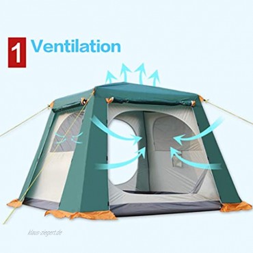 T-Day Zelt Strandzelt Wurfzelt Camping Zelt 4-6 Personen Automatische Pop Up Zelt Double Layer im Freien Wasserdichten wandernden Zelt for Wandern Bergsteigen