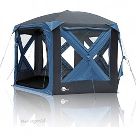 your GEAR Pop Up Pavillon Levanzo Event Dome Shelter 8,5 m² UV 50+ Schutz Zelt für 4-6 Personen Familienzelt Stehhöhe Bodenwanne Wasserdicht 5000 mm Blau Grau