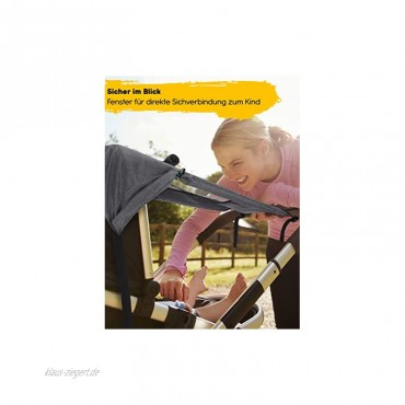 BON&BENE Kinderwagen Sonnensegel [anthrazit] Sichtfenster und extra breite Schattenflügel Sonnenschutz für Kinderwagen UV Schutz für Buggy