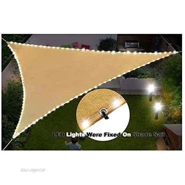 Duke-Handel Sonnensegel Mit LED Beleuchtung Aus Solarenergie Sonnenschutz Für Garten Oder Terrasse Luftdurchlässig Und Atmungsaktiv Beige Dreieck 3,6x3,6x3,6m
