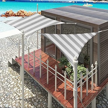 EUGAD Sonnensegel 4x5m Rechteckig Sonnenschutz Balkon Terrasse Schattenspender HDPE Wasserdurchlässig UV-Schutz Grau-Weiß gestreiften 0191ZYF