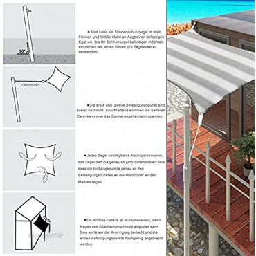 EUGAD Sonnensegel 4x5m Rechteckig Sonnenschutz Balkon Terrasse Schattenspender HDPE Wasserdurchlässig UV-Schutz Grau-Weiß gestreiften 0191ZYF