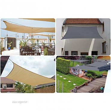 Sekey Sonnensegel Sonnenschutz Rechteckiges HDPE Durchlässig Atmungsaktiv Tear Resistant Wetterschutz UV-Schutz für Outdoor Garten Terrasse mit Seilen 2×3m Sand