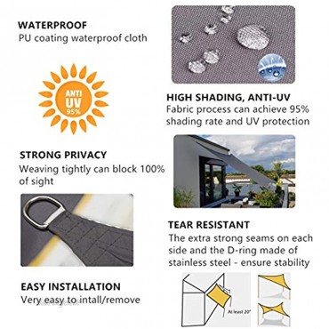 Sekey Sonnensegel Sonnenschutz Rechteckiges Polyester Windschutz Wetterschutz Wasserabweisend Imprägniert 95% UV Schutz Überlegene Reißfestigkeit für Outdoor mit Seilen Anthrazit 3×4m