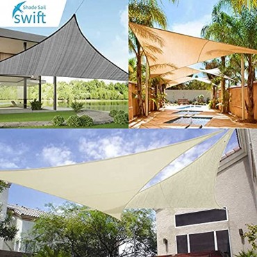 SWIFT Sonnensegel 3x3 Meter Quadratisch Wasserdicht UV Shutz PES Wasserabweisend Sonnenschutz Balkon Garten und Terrasse Grau