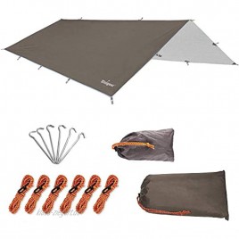 Unigear Zeltplane Tarp für Hängematte wasserdicht mit Ösen + 6 Erdnägel+ 6 Seilen Regenschutz Sonnenschutz für Ourdoor Camping MEHRWEG