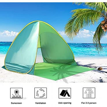 AILGOE Pop up Strandmuschel Strandzelt Beach Zelt Tragbar Wurfzelt UV Schutz 50+ für 1-3person mit Haus Verschiedene Arten Aktivitäten am Strand Grün
