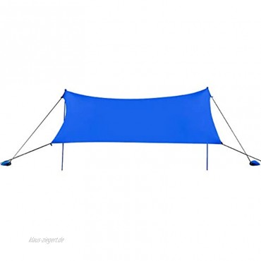 DREAMADE Sonnensegel Strandzelt aus Polyester & Lycra Baldachin Strandmuschel UV-Schutz 50+ Sonnendach für Camping & Ausflug & Picknick Strand Zelt mit 4 Sandsack Blau 300x280cm