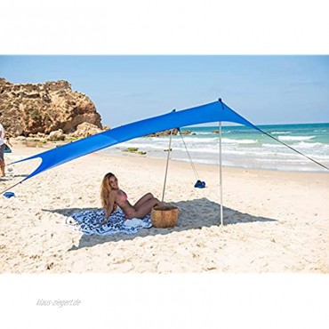 Familien-Strandzelt Sonnendach mit Sandsack-Ankern einfach und vielseitig LSF 50 Lycra-Sonnenschutz für Strand Camping und Outdoor schwarz Größe L