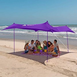 Forceatt Strandzelt Sonnenschutz Pop-up Strandzelt mit UPF50 UV-Schutz und 4 Aluminiumstangen Außenschutz für Strandzeit Garten Angeln Camping oder Familienpicknicks 3mx3m