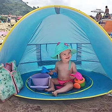 Fulenyi Baby Pop-Up Strandmuschel mit Babypool UPF 50+ Strandzelt für UV-Schutz & Windschutz am Strand inkl. Tragetasche und Heringe 117 x 79 x 70cm