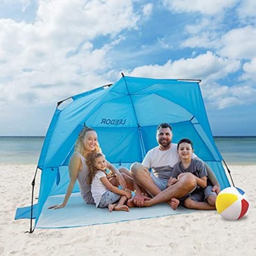 Leedor Strandzelt Sonnenschutz Instant-Strandschirm einfache Cabana mit UPF 50+ tragbar winddicht Pop-Up-Schattenspender für 3 bis 4 Personen zum Patent angemeldet