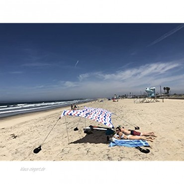 Neso Zelte Strand Zelt mit Sand Anker Portable Baldachin Sunshade 2,1m x 2,1m Patentierte verstärkte Ecken Rote und Blaue Wellen
