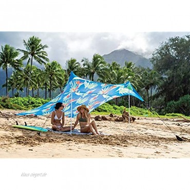 Neso Zelte Strand Zelt mit Sand Anker Portable Baldachin Sunshade 2,1m x 2,1m Patentierte verstärkte Ecken Color Tropische Blumen