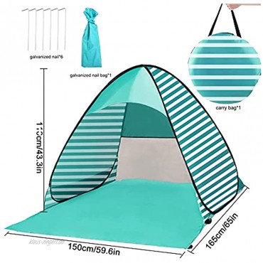Novelfun Strandzelt mit LSF 50+ tragbar leicht Sonnenschutz für 2–3 Personen UV-Schutz für Familie Garten Camping inklusive Tragetasche und Heringen grün