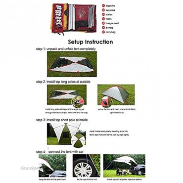 PlayDo Waterproof Teardrop Trailer Awning Portable Car SUV Awning Tent Sun Shelter Canopy for Camping 4 Persons White Green