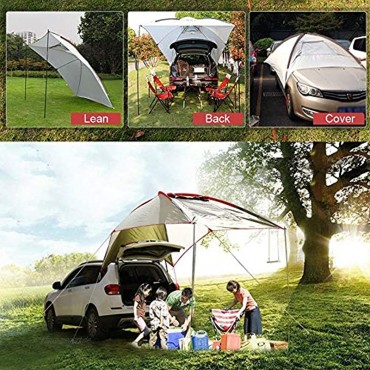 PlayDo Waterproof Teardrop Trailer Awning Portable Car SUV Awning Tent Sun Shelter Canopy for Camping 4 Persons White Green