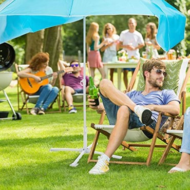 Relaxdays Sonnenschirm Strandmuschel 2 in 1 Sonnenschutz f. Strandurlaub inkl. Tragetasche Schirm HxD 210x180cm blau