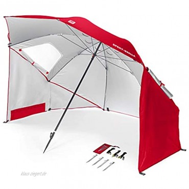 Sport-Brella Umbrella Sonnenschirm für Strand und Garten Robust Schutz vor Sonne Regen und Wind Mit Tragetasche Rot 54'' 136cm