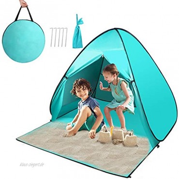 Strandmuschel Pop up Strandzelt mit Windschutz Reißverschlusstür und UV-Schutz Familie Kinder Portable Outdoor Beach Tent für 2-3 Personen