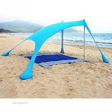 Strandzelt Lycra Schatten Zelt Tragbare Strandmuschel Sonnensegel Sun Shelter UV-Schutz UPF 50+ mit Sandsack Anker für Beach Fishing Camping Garden 210x210x170cm