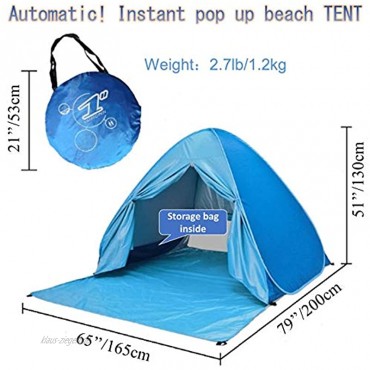 Voniry Automatisches tragbares Pop-Up-Strandzelt gut belüftet Outdoor-Anti-UV-Sonnenschutz mit Reißverschluss-Tür für Kinder und Familie im Strand Garten Camping Angeln Picknick Wandern