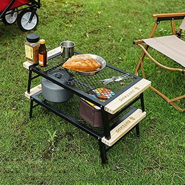 Kuyatioo Klappbarer Campinggrill robuster Stahlro-st zum Kochen über offenem Feuer tragbarer Reisegrillro-st Schreibtisch Campingzubehör Kochen für BBQ Picknick Wandern