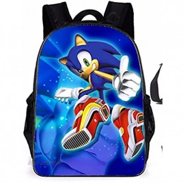 XINGENG Sonic Schulranzen Kinder Büchertasche Sonic Igel 3D Druck Cartoon Schulranzen Set Jungen Cool Kinder Rucksack Schultasche