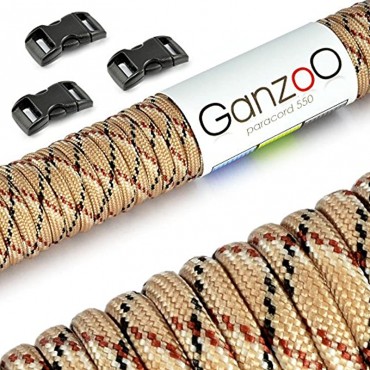 Ganzoo Paracord 550 Seil + 3X Klickverschluss für Armband Leine Halsband Starter-Set